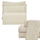 Ver imagem 1 de Kit Cobre Leito King + Jogo de Lençol Micropercal 300 Fios com Bordado Inglês Santorini 7 Peças