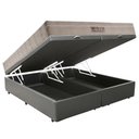 Ver imagem 4 de Cama Box Baú Queen Sintético Bipartido + Colchão Airtech Molas Ensacadas 65x158x198 Cor:cinza