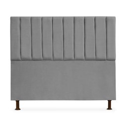 Kit Cabeceira + Calçadeira Baú Cancun Casal 140cm Suede - Ecotec Decor:Cinza - 2