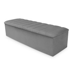 Kit Cabeceira + Calçadeira Baú Cancun Casal 140cm Suede - Ecotec Decor:Cinza - 3
