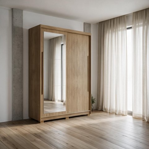 Guarda-Roupa Doha Intense Solteiro com Espelho MDF 2 Portas de Correr Espaçoso Dormitório Elegante:N