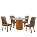 Ver imagem 2 de Mesa de Jantar Eloise 90cm Tampo MDF Vidro Canto Copo com 4 Cadeiras Aline