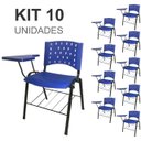 Ver imagem 2 de Kit 10 Cadeiras Plásticas Universitárias Prancheta Plástica com Porta Livros - Cor Azul - Realplast