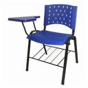 Ver imagem 1 de Kit 10 Cadeiras Plásticas Universitárias Prancheta Plástica com Porta Livros - Cor Azul - Realplast