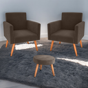 Ver imagem 1 de Conjunto Poltronas e Puff Anari Veludo Marrom