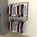 Ver imagem 1 de Arara de Roupas Closet Quarto com 4 Peças Cremalheira 100x100 Cm Cor Preto Modelo Clst1p16