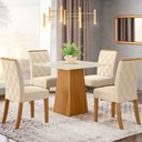 Ver imagem 1 de Mesa de Jantar 4 Lugares Carina Nature/off White/linho Se79 - Pnr Móveis
