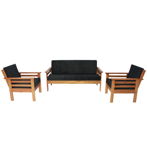 Sofá de Madeira Maciça 3 Lugares e 2 Poltronas