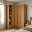 Ver imagem 1 de Guarda-Roupa de Canto Modulado MDF 321cm Safira 4 Portas 3 Gavetas Una Mobília
