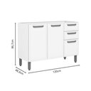 Ver imagem 2 de Balcão de Cozinha Bella C/ 3 Portas e 2 Gavetas S/ Tampo 120cm Branco - Bertolini