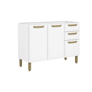 Balcão de Cozinha Bella C/ 3 Portas e 2 Gavetas S/ Tampo 120cm Branco - Bertolini