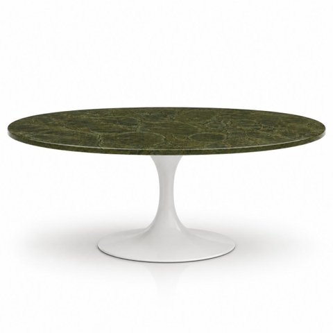 Mesa de Jantar Saarinen Oval 244x137 cm Tampo Mármore Vitória Régia Base Laca Branca