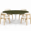 Ver imagem 2 de Mesa de Jantar Saarinen Oval 244x137 cm Tampo Mármore Vitória Régia Base Laca Branca