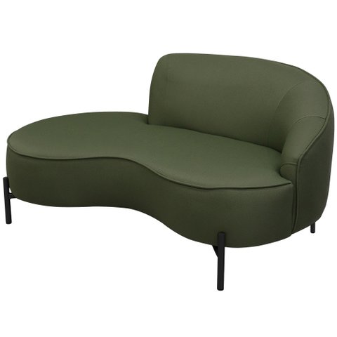 Sofá Curvo 03 Lugares 180cm Braço Esquerdo Thommy Pés Preto Fosco Linho Verde - Casaepoltrona