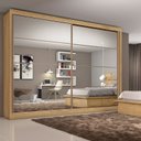 Ver imagem 1 de Guarda Roupa Casal Espelhado 2 Portas 6 Gavetas - Sevilha-amêndoa - Made Marcs