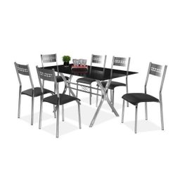 Conjunto de Mesa Tampo de Vidro e 6 Cadeiras Turim M. Londres Espresso Móveis - 2 Conjunto de Mesa Tampo de Vidro e 6 Cadeiras Turim M. Londres Espresso Móveis - 2