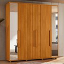 Ver imagem 2 de Guarda Roupa Casal Veronese Ripado 6 Portas Cinamomo com Espelho - Madetec