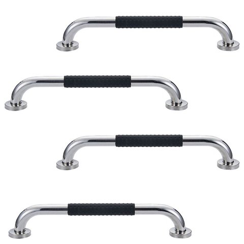 Barra de Apoio 40cm Inox Suporte Antiderrapante Kit 4 Unidades Banheiro Box Idoso Deficiente Seguran