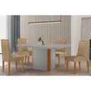 Ver imagem 1 de Conjunto: Mesa de Cozinha Pietã¡ Curvo 120cm + 4 Cadeiras Dakota Madeira Naturale/off White -