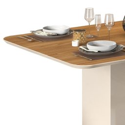 Mesa de Jantar Mia 170x90 Creme/Carvalho com 6 Cadeiras Elen Carvalho Europeu/Marrom Café - PR Móvei - 4 Mesa de Jantar Mia 170x90 Creme/Carvalho com 6 Cadeiras Elen Carvalho Europeu/Marrom Café - PR Móvei - 4