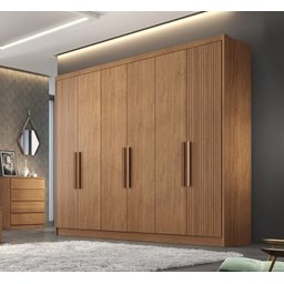 Guarda Roupa Casal 100% MDF 6 Portas 8 Gavetas - Rizon -Cumaru/Ripado 3D - Móveis Novo Horizonte - 2