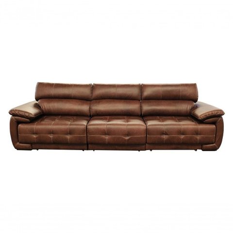 Sofá Retrátil e Reclinável de Couro Filipinas (3 Módulos) 3,30 M Soft Tabaco - Mempra Design