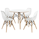 Ver imagem 1 de Conjunto Mesa de Jantar Chanfrada Branca Eames 90cm com 4 Cadeiras Branca Kaila Dsw - La Mobilia
