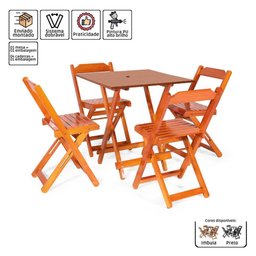 Jogo de Mesa 70x70 C/4 Cadeiras com Furo para Ombrelone Mel - Móveis Britz - 3