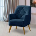 Ver imagem 1 de Poltrona Decorativa Bordada Magali Veludo Azul Marinho Lansofbr