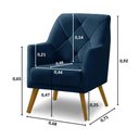 Ver imagem 5 de Poltrona Decorativa Bordada Magali Veludo Azul Marinho Lansofbr