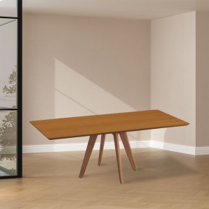 Mesa de Jantar Maisa Tampo Laminado Jequitibá e Pés em Madeira Maciça Natural 1,57m