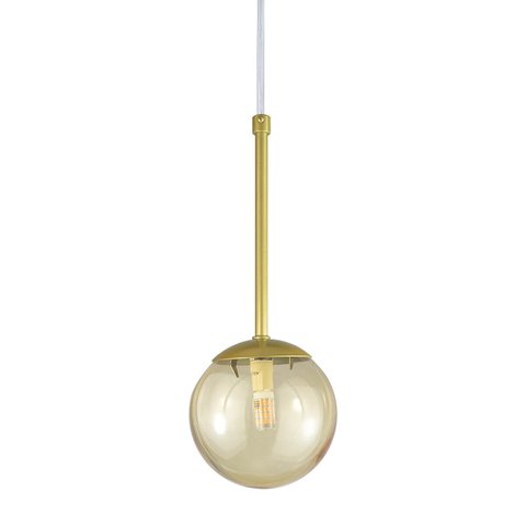 Pendente Globo Esfera de Vidro 12cm - Ouro - Vidro Âmbar - 2527-14-am