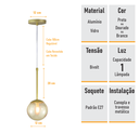 Ver imagem 4 de Pendente Globo Esfera de Vidro 12cm - Ouro - Vidro Âmbar - 2527-14-am
