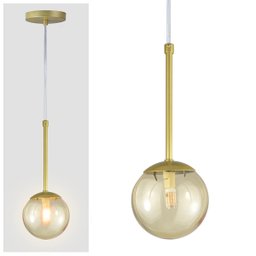 Pendente Globo Esfera de Vidro 12cm - Ouro - Vidro Âmbar - 2527-14-am - 3