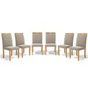 Ver imagem 1 de Kit com 6 Cadeiras Aurora Madeira Maciça Estofadas para Mesa de Jantar Veludo Bege 102
