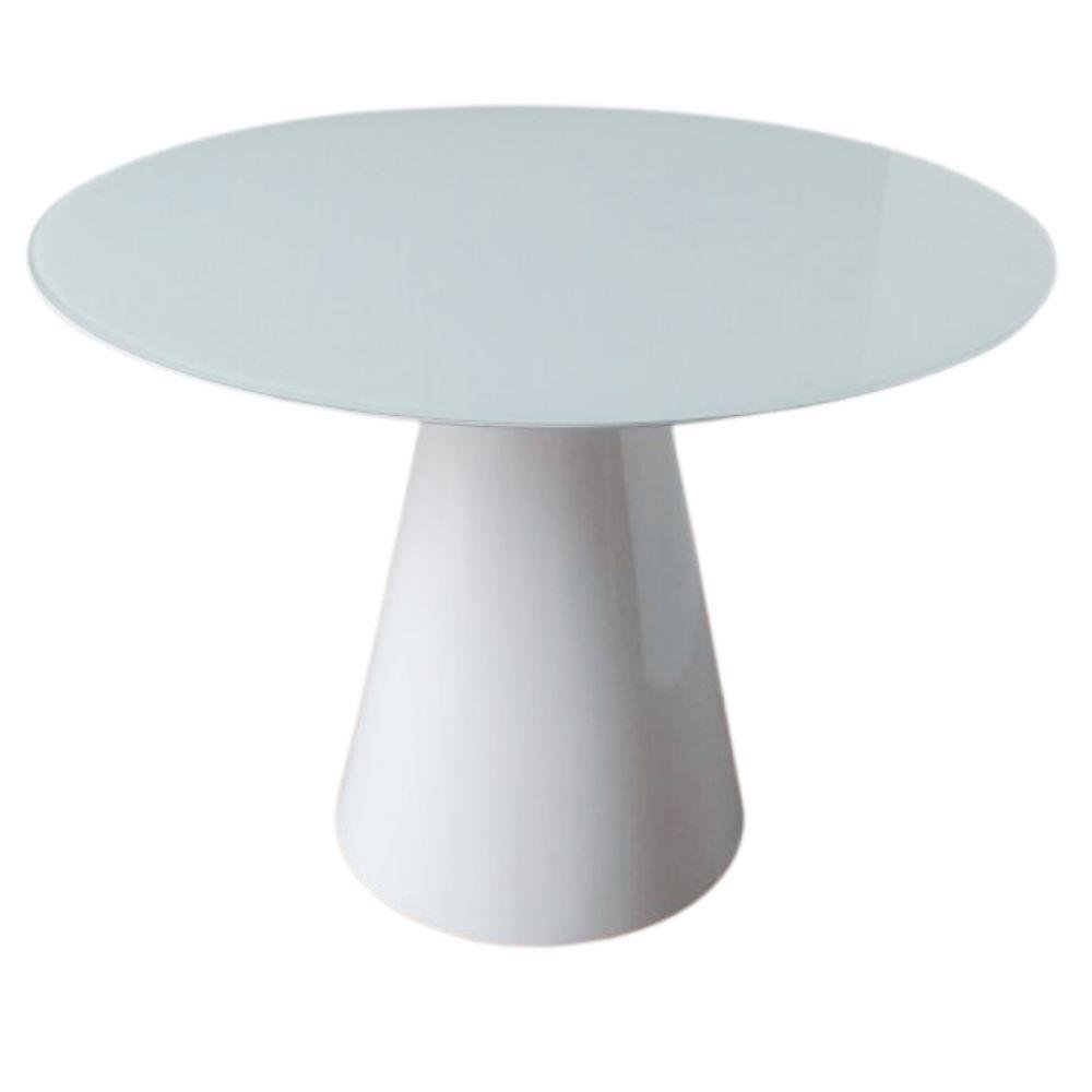 Mesa Cone 110cm Laqueada e Vidro 4mm Branco