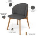 Ver imagem 5 de Kit 04 Cadeiras de Jantar e Estar Living Estofada Mia L02 Linho Cinza Escuro - Lyam Decor