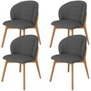 Ver imagem 1 de Kit 04 Cadeiras de Jantar e Estar Living Estofada Mia L02 Linho Cinza Escuro - Lyam Decor