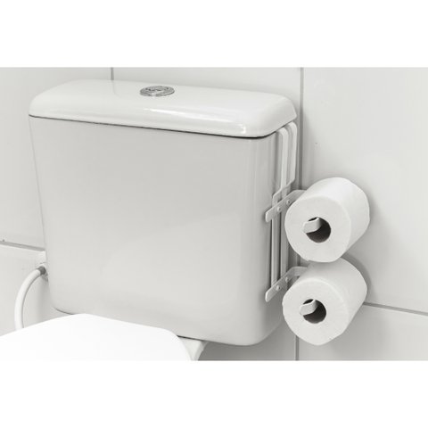Suporte Porta Papel Higiênico Duplo P/ Caixa Acoplada Branco