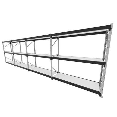 Mini Porta Pallet 200 Kg por Nivel Inicial +3 Continuação com 3 Niveis Preto com Mdf Branco