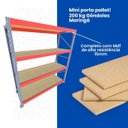 Ver imagem 3 de Mini Porta Pallet 200 Kg por Nivel Inicial +3 Continuação com 3 Niveis Preto com Mdf Branco