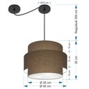 Ver imagem 2 de Lustre Sala de Jantar com Desvio Vivare Md-4397 Cúpula em Tecido 40cm