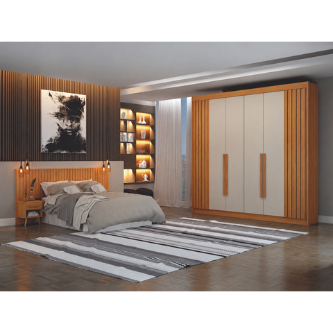 Dormitorio Casal Ripado 2PÇS 6 Portas Verona - Arbo Design