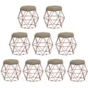 Ver imagem 1 de Kit 9 Puffs Decorativos Aramado Vanessa-Suede Bege
