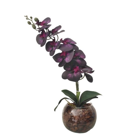 Arranjo Com Flor de Orquídea Roxa No vaso de vidro