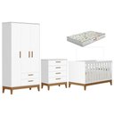 Ver imagem 1 de Quarto de Bebê Flip com Cômoda Gaveteiro Branco Acetinado com Berço Americano Colchão Gazin -