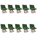 Ver imagem 1 de Kit 10 Cadeiras Estofadas Giratória para Sala de Jantar Lia Suede Verde - Ibiza