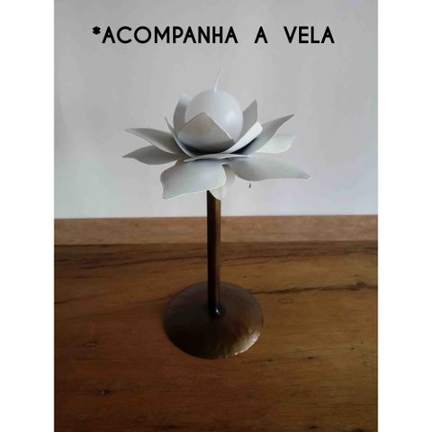 Porta Velas Artesanal De Mesa Para Sala De Jantar Decoração - Branco