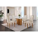 Ver imagem 1 de Conjunto Sala de Jantar Mesa Olímpia 90cm Mdf Canto Reto e 4 Cadeiras Liz Moderna