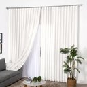 Ver imagem 1 de Cortina de Voil Moderna + Microfibra Offwhite/bege com Ilhós